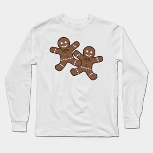 Gay Pride Christmas Gingerbread Men Couple with Rainbow Buttons Long Sleeve T-Shirt